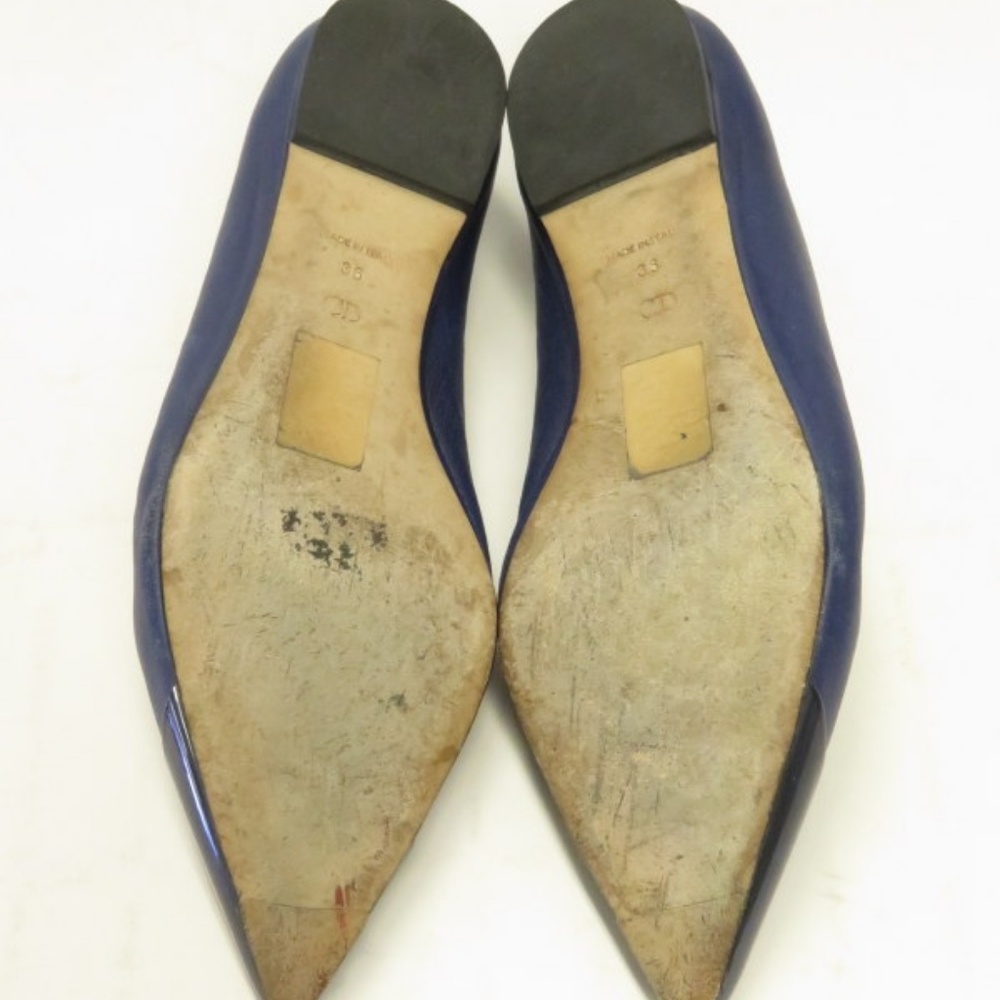 Christian Dior Ballet Flats Navy Leather Size 36 - Picture 7 of 8